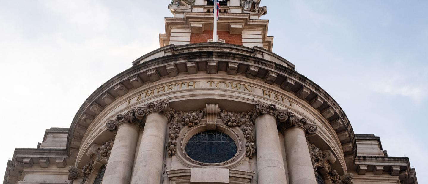 External image of Lambeth Town Hall clock towwe 