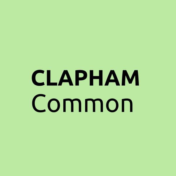 Clapham Common text on green background